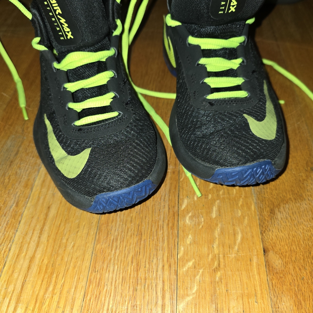 Kids Black and Green Nike Shoes